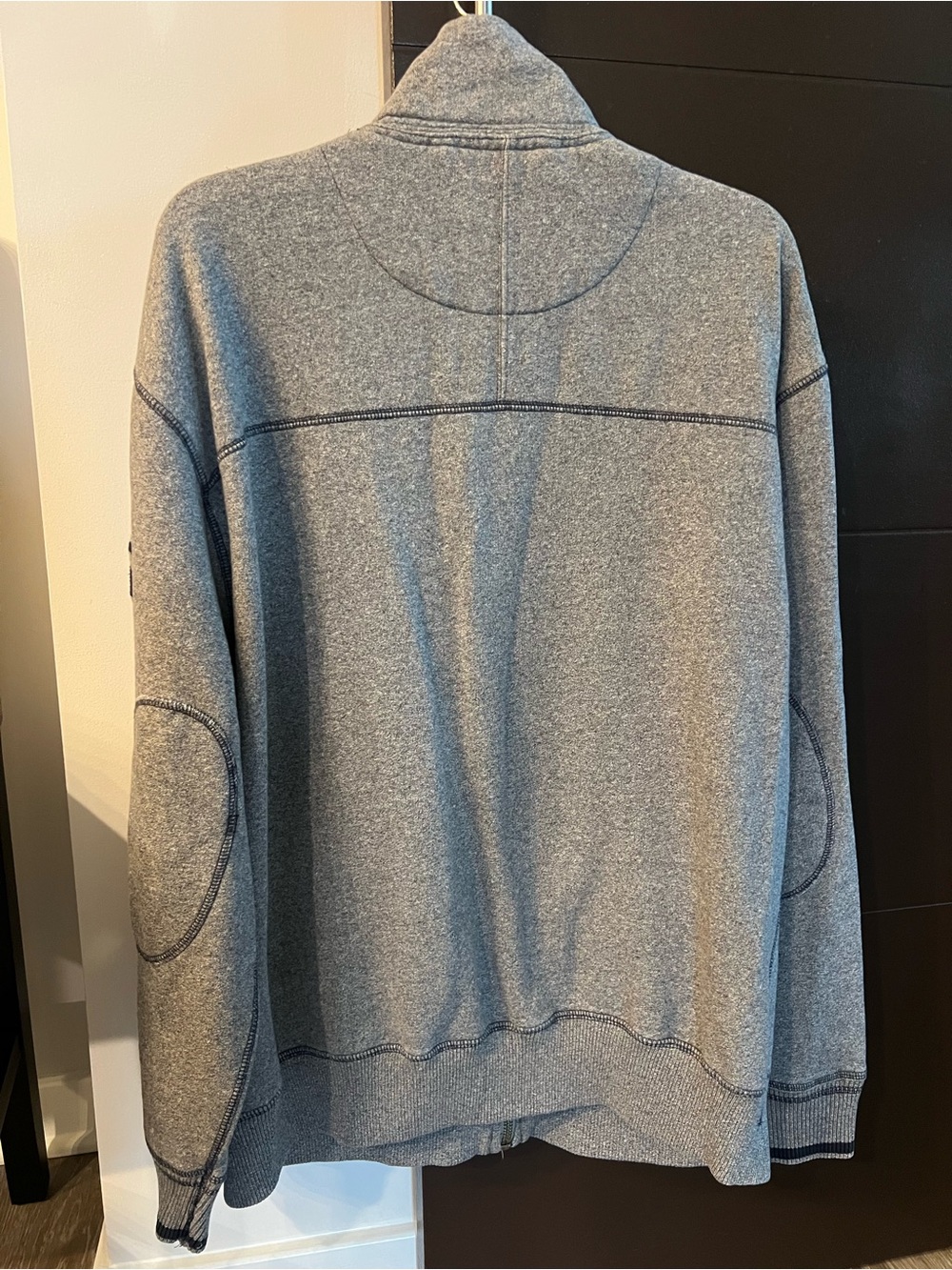 Gray Zip-Up Rugby Utility Sweater Jacket - Picture 2 of 4